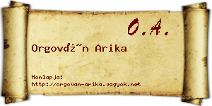 Orgován Arika névjegykártya